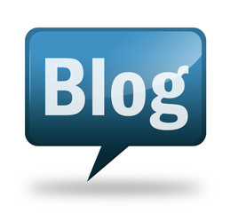 Speech bubble shaped icon "Blog" blue on white background