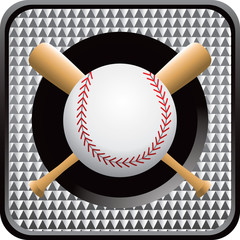 baseball with bats silver checkered web button