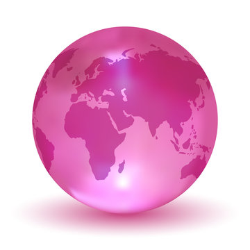 Glossy Pink Vector Earth Globe