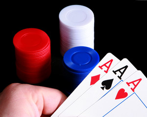 Close up of a winning poker hand