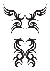 Tribal Tattoo Designs Isolated on White Background.