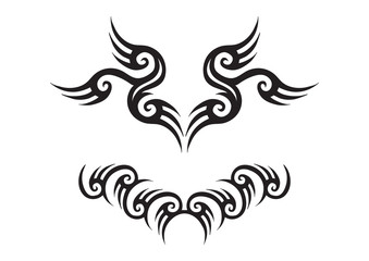 Tribal Tattoo Designs Isolated on White Background.