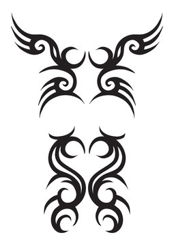 Tribal Tattoo Designs Isolated on White Background.