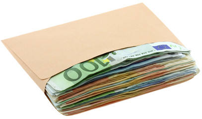 enveloppe pleine billets fond blanc