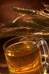 Glass of beer with grain