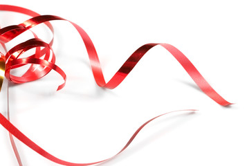 Fototapeta premium Red ribbon on white background.