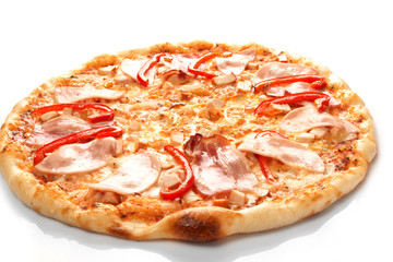 Pizza with pepper and ham