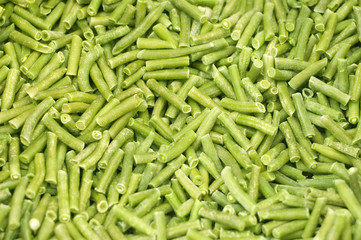 The frozen string bean in a supermarket