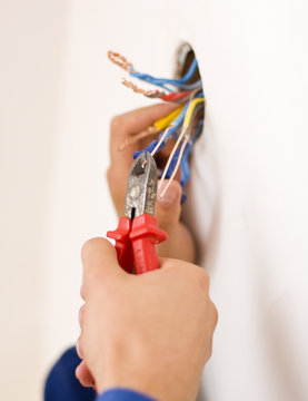 Handyman working closeup