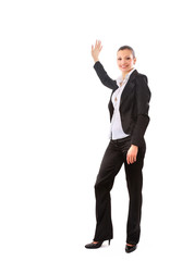 happy beautiful woman looking at your product with great joy.