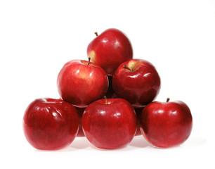Red apples on a white background