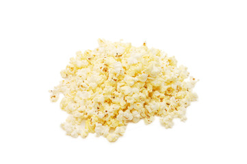 Very tasty popcorn isolated on white background