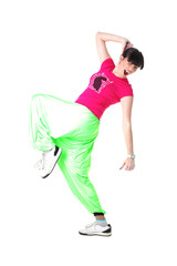 cool modern woman dancer isolated on white