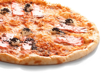 Pizza with grilled salmon