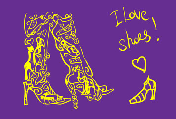 love shoes card, fake tattoo poster