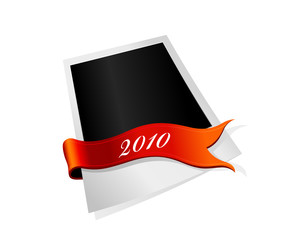 Empty photo with ribbon. Vector