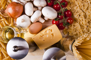 Fototapeta na wymiar Components of pasta