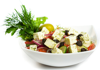 Greek Salad in white plate