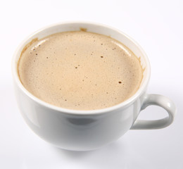 Cup of coffee on white background