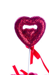 Red valentine heart on white background