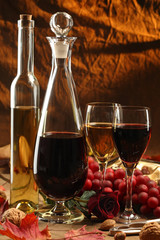 Red and white wine.