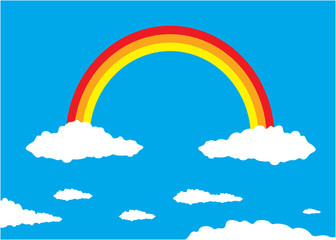 Vector illustration of rainbow in clouds.