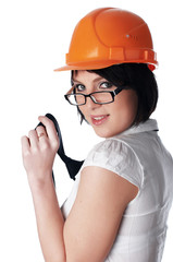 Charming girl the builder