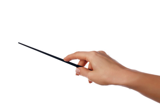 The hand holds a pointer