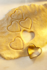 Heart shaped cookie cutter with dough