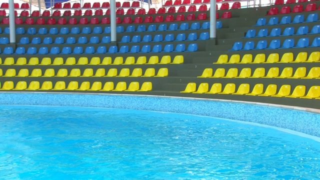 HD Panorama of empty auditorium and swimming pool