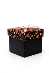 beautiful hand-made red gift box in white background