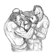 Two Male Boxers Throwing Punches