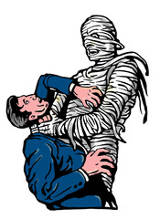 mummy strangling choking a man