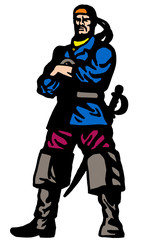 illustration of a pirate standing arms crossed