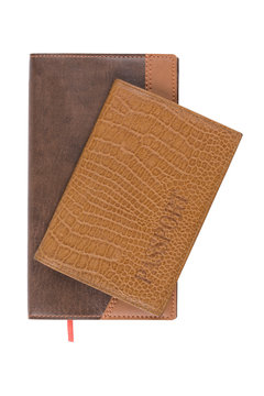 Note Pad And Cover Passport From A Natural Leather