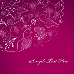 Purple illustration with flowers.