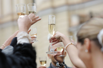 Wedding celebration with champagne