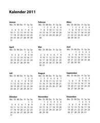 Kalender 2011 deutsch schwarz weiss
