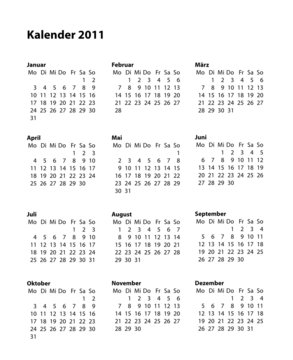 Kalender 2011 deutsch schwarz weiss