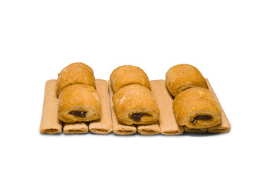 Rolls with jam on crusty sticks