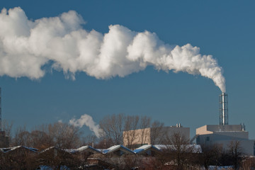 Smoke rising from factory