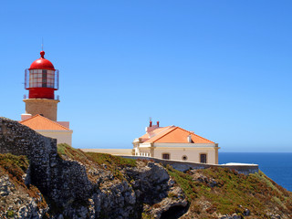 Fototapeta na wymiar Leuchtturm am Cabo de S?o Vicente, Portugalia / Algarve