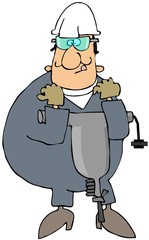 Worker Carrying A Jackhammer