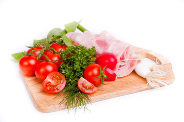 vegetables on wooden board