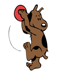 Dodge ball dog with red ball