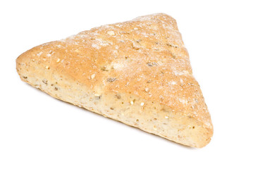 Multi-grain Focaccia Bread Isolated on White