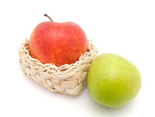 Tasty Red and Green Apples on th White