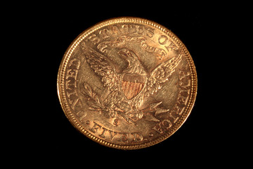 American 5 dollars golden coin