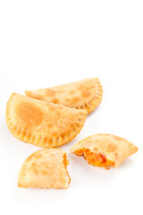 tasty tuna patty with tomato and pepper