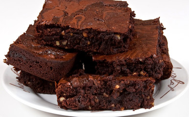 Chocolate Brownies on a white plate